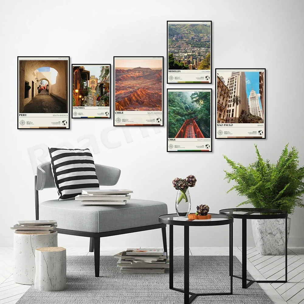 Rio de Janeiro Caracas Ecuador Venezuela Guyana Peru Chile Medellin Bogota Brazil Lima South America travel poster ar