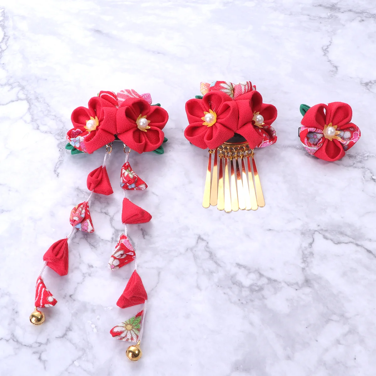 

3pcs Hair Clips Flower Japanese Style Elegant Barrettes Hair Side Clips Headwear for