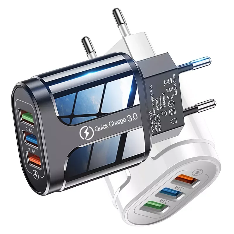 

EU Plug USB Charger Quick Charge QC3.0 For Mobile Phone Adapter for iPhone 12 Pro Max Tablet Portable Wall Charger Fast Charger
