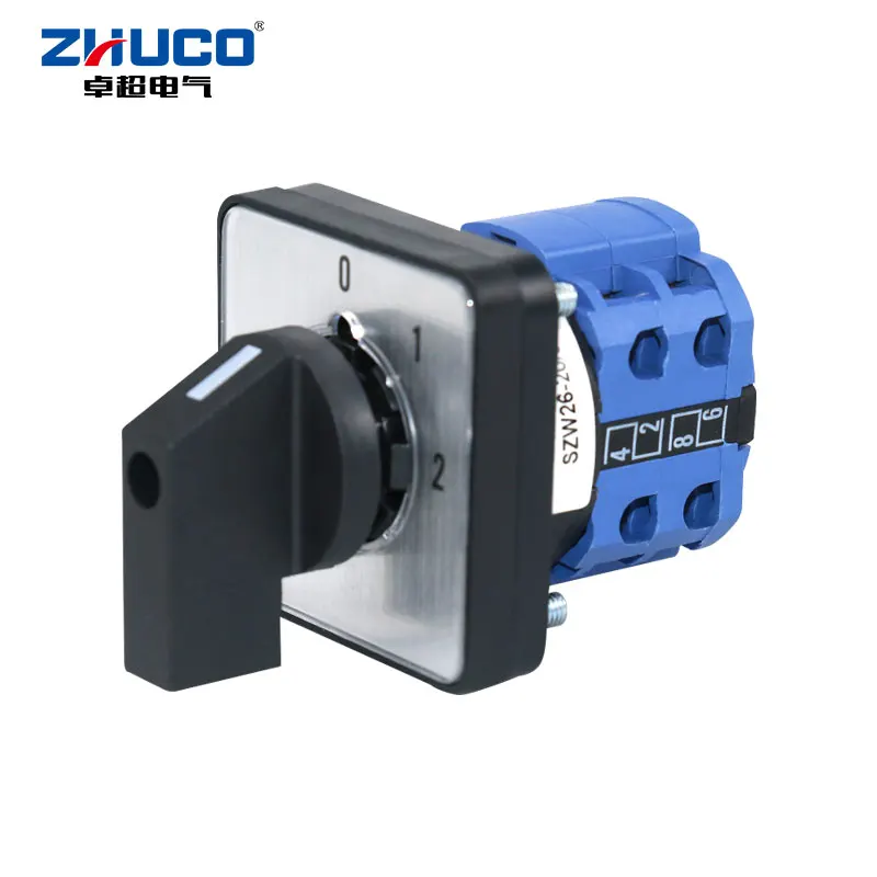 Фото Переключатель Zhuco Szw26-20/0-2.2 (аналог Lw26/Lw28/Jyw26/Lw38D/Lw39B), трехпозиционный двухсекционный комбинированный панельный переключатель 012, универсальный переключатель-трансфер. №4