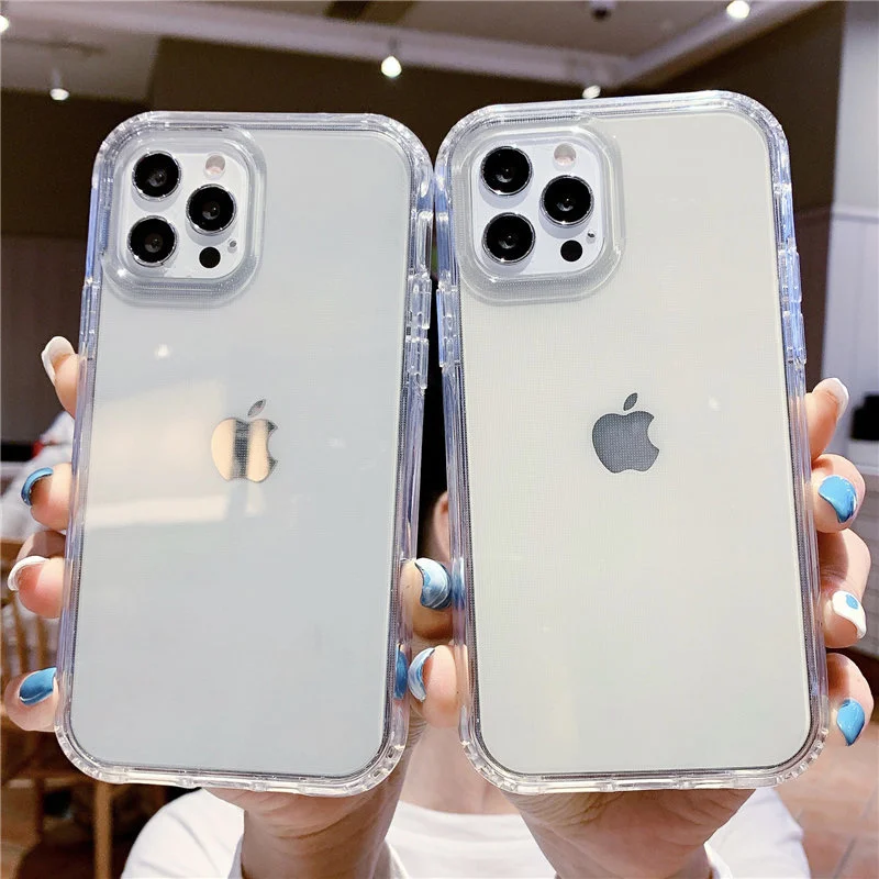 

Shockproof Bumper Transparent Phone Case For iPhone 11 12 Pro Max XR XS Max X 7 8 Plus 13 Pro Soft Silicone Clear TPU Back Cover