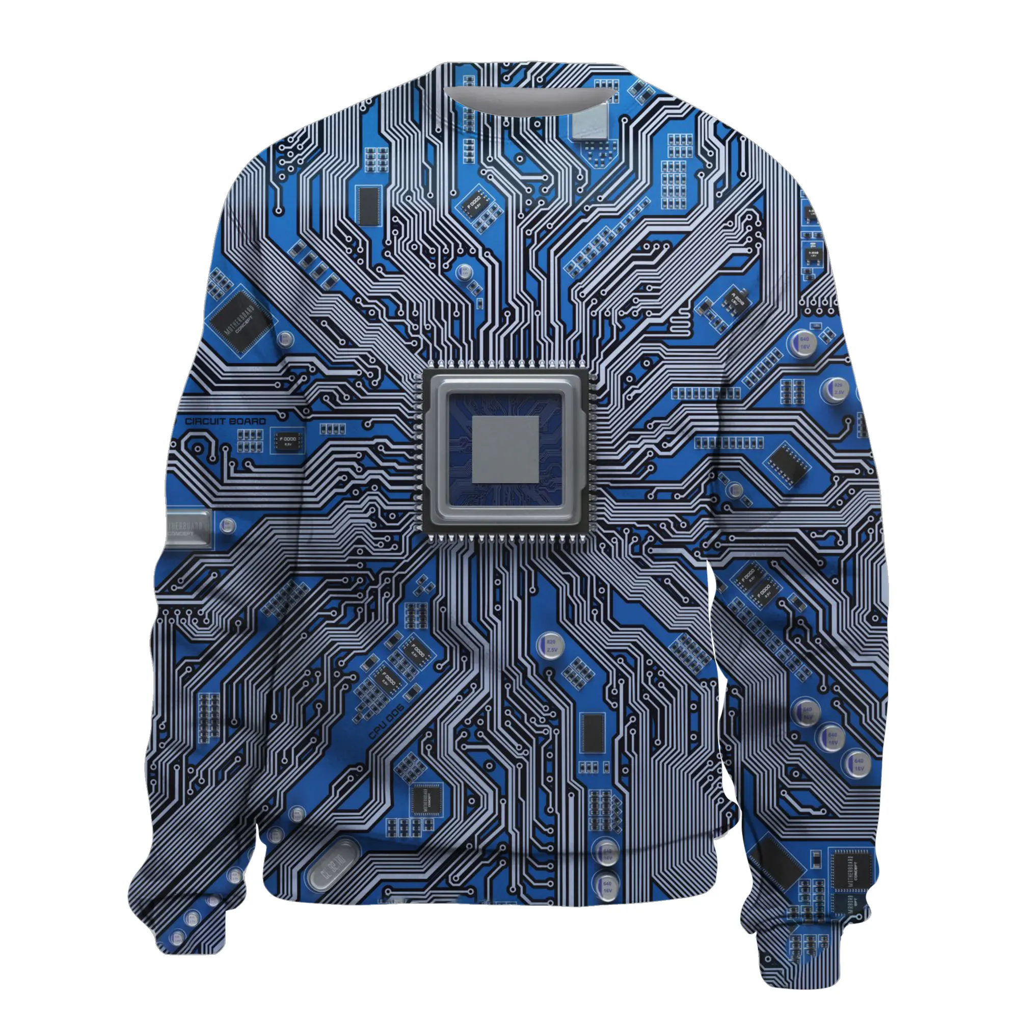 

Autumn Winter Fashion Electronic Chip 3D Printed Fleece Sweater Cool Circuit Board Tshirt Men Women Harajuku Streetwear Tops