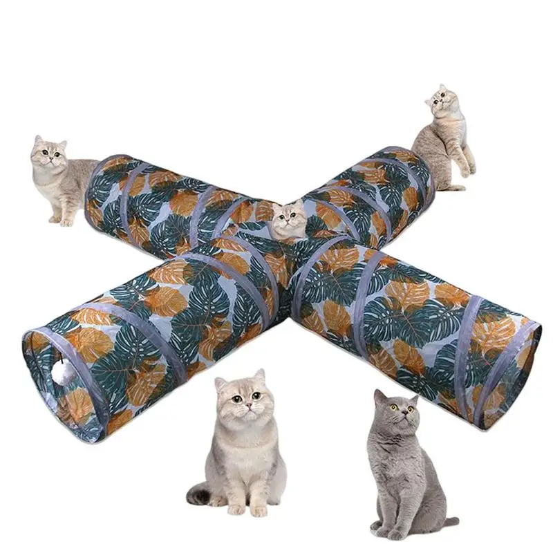 

Cat Tunnel Toy Foldable Pet Playing 4 Tunnel Bored Cat Pet Toys Peek Hole Toy Pet Training Interactive Fun Toy For Kittens