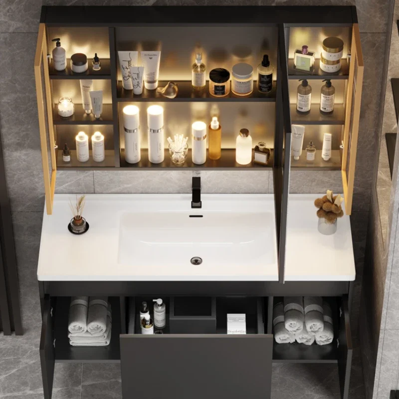 Полка для хранения мебель ванной комнаты колонный шкаф двойной ящик умывальника