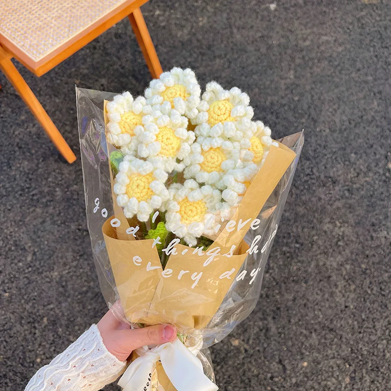 Букет ручной работы тканая пряжа тюльпан для вязания крючком материал сделай сам