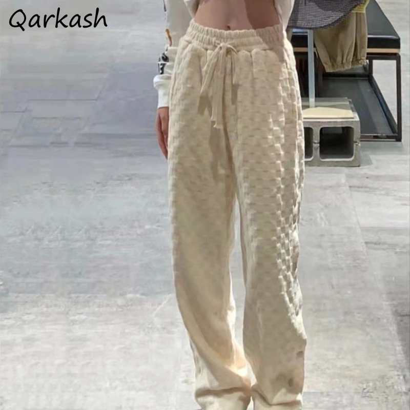 

Повседневные женские брюки, стильные однотонные простые классические брюки на завязках с высокой талией, Длинные свободные осенние нежные ...