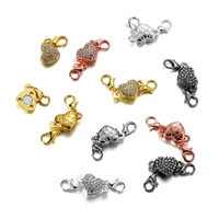3pclot rhinestone lobster clasp hook heart keychain clasps bracelet accessory for diy jewelry making component chains connector