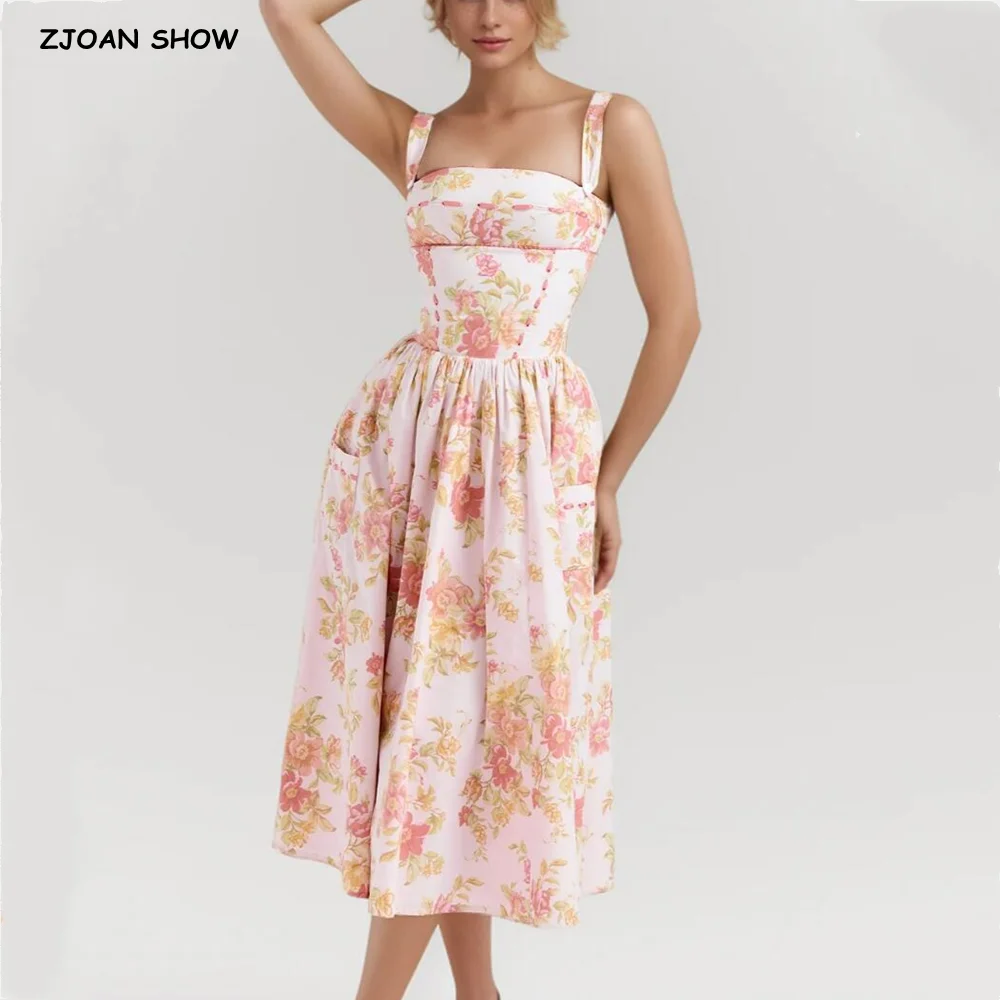 Женское ТРАПЕЦИЕВИДНОЕ ПЛАТЬЕ средней длины розовое платье на бретелях с