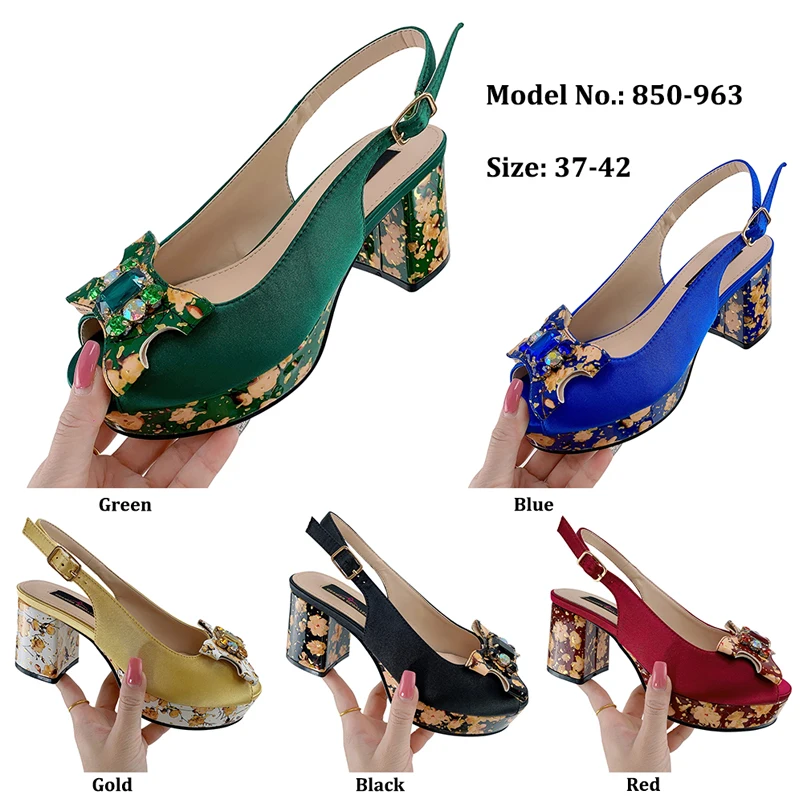 2023 Fashion Style Women's Shoes Nigerian Shoes Butterfly Gem Decoration High Heels Party Wedding Women's Shoes Blue 37-42