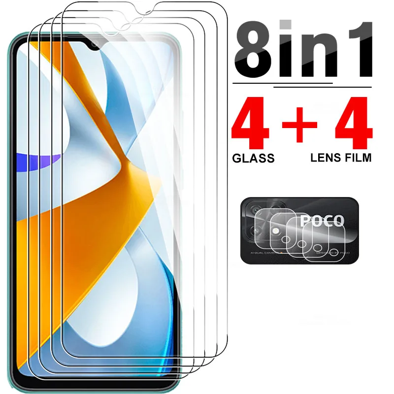 

8in1 Camera Film Protective Glass pocophone c40 Tempered Screen Protector For Xiaomi Poco C40 c 40 pococ40 Glass Full Cover Film