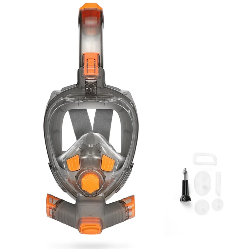 Маска для подводного плавания мужчин и женщин маска на все лицо оранжевая серая