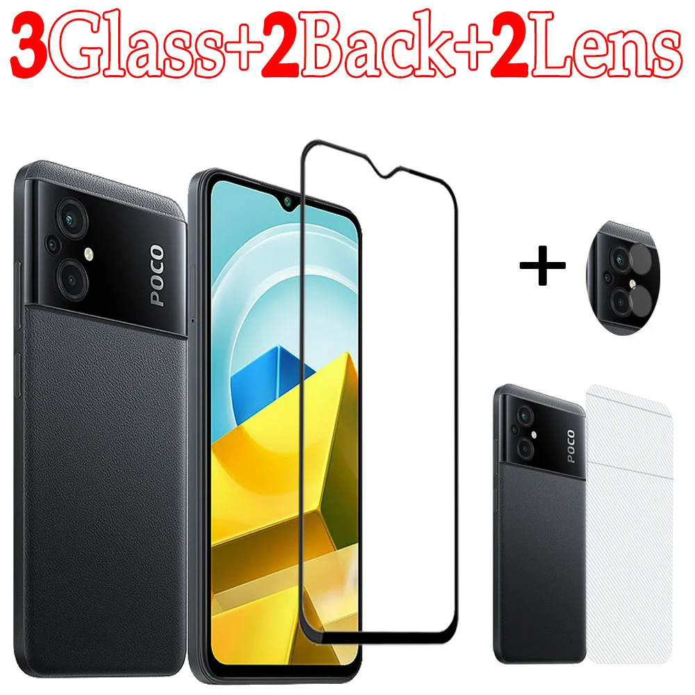 

Verre Trempé For Poco M5, 9H Tempered Glass For Poco M5S Screen Protector For Xiaomi PocoM5 Original Protection Film For Poco M5 S Glass Anti-Shatter Pocco Poko M5 Front&Back&Lens Film Phone Accessories