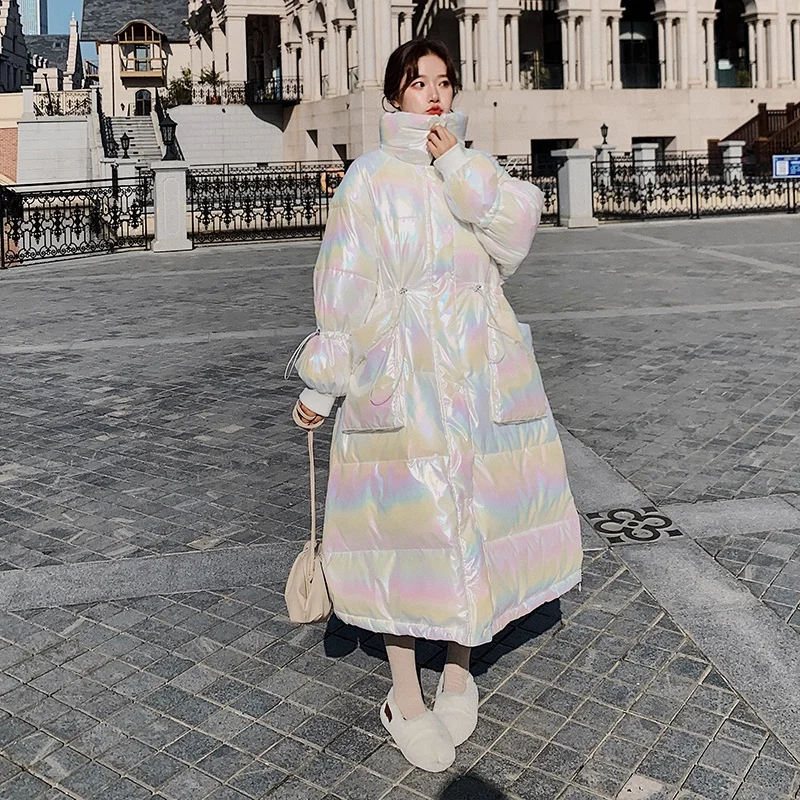 2023 New Women Winter Down Padded Jacket Korean Fashion Loose Cotton Coat Female X-Long Overcoat Slim Warm Outwear Parkas Loose