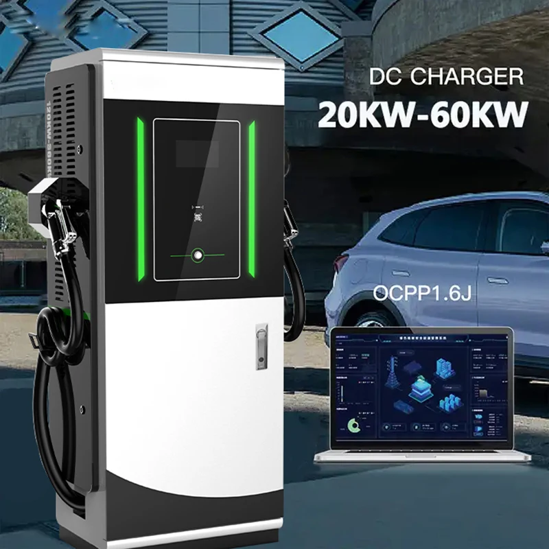 Фото Коммерческая зарядная станция CCS2 для электромобилей мощностью 60-80 кВт, быстрая зарядка постоянным током, напольная установка, поддержка OCPP №4