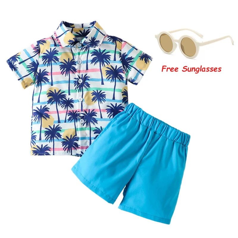 

Summer Boys Clothes 2023 New Kids Printed Suits For Boy Children Clothings Turn Down Collar Casual Shirt + Shorts Sets 0-5 Years