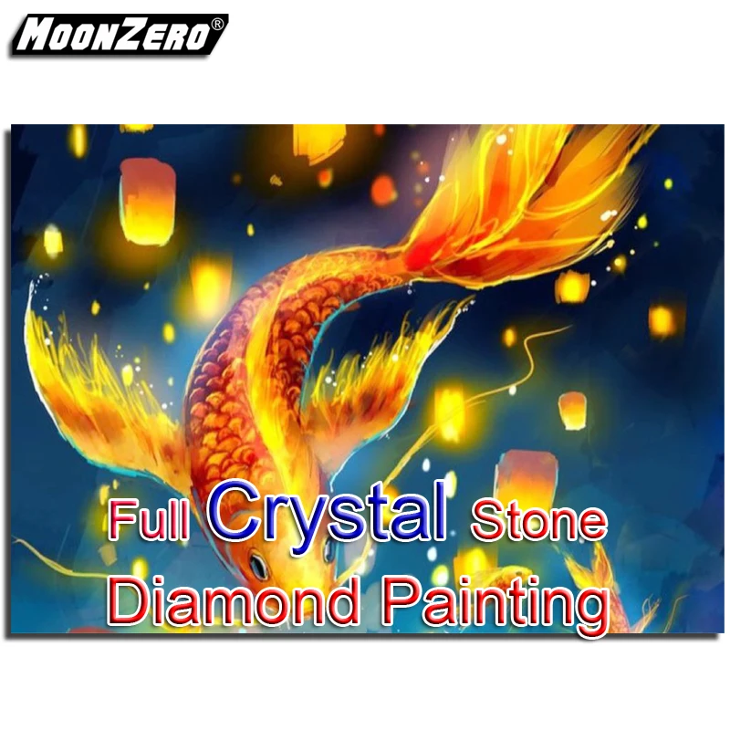 

Hot sale 100% Crystal diamond Painting Goldfish Picture Full Square Mosaic Embroidery Resin Crystal Diamond Art Home Docer