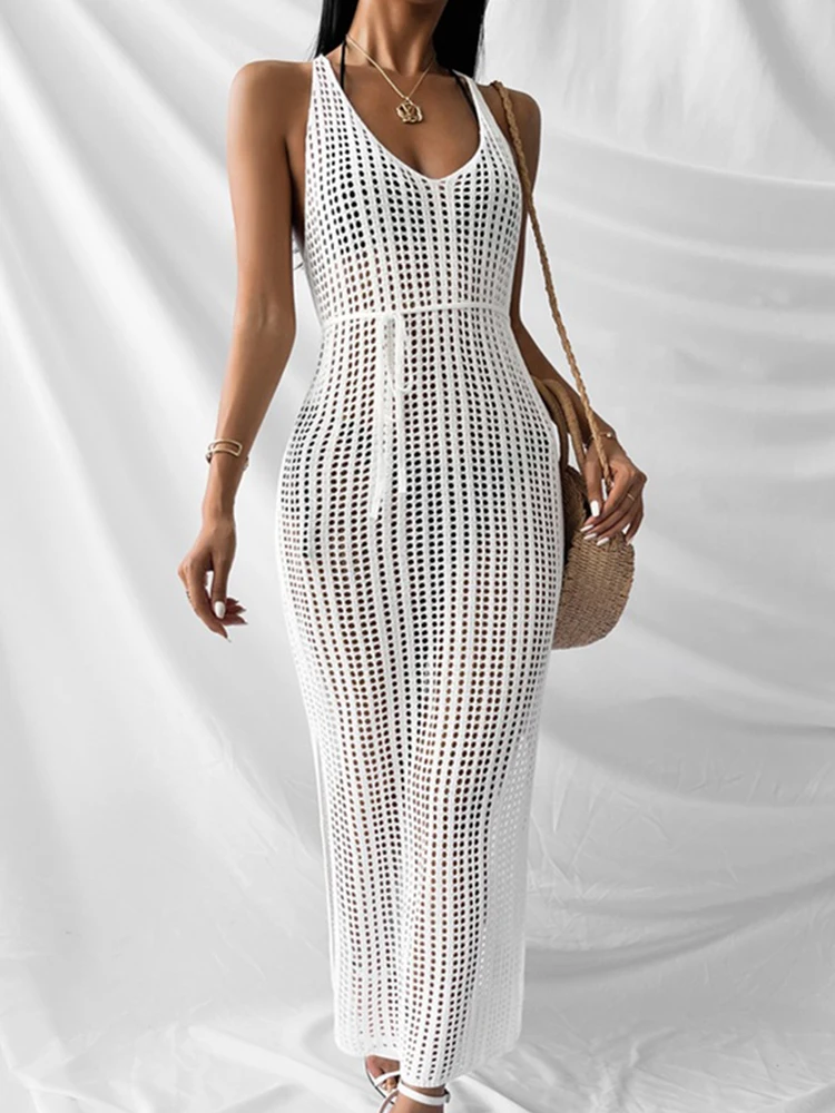 

Пикантное пляжное платье Peachtan в стиле бохо, ажурные накидки, сетчатая одежда, купальные костюмы с открытой спиной, женские купальные костюм...