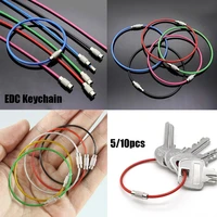 510pcs colorful edc keychain stainless steel carabiner key holder outdoor tools wire keyrings cable rope screw locking