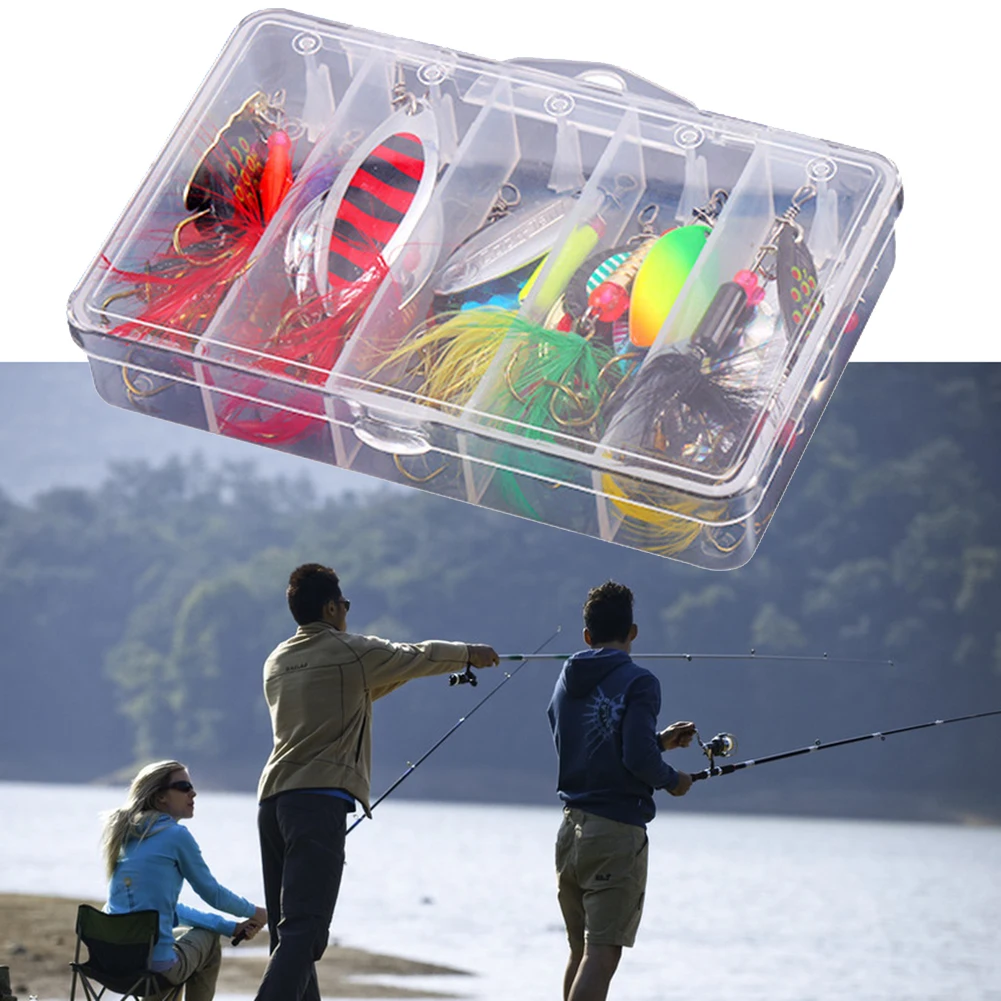 

​20pcs/box Metal Spinner Baits Fishing Hook Sequins Bait Kit Spoons Hook Lure 360 Degree Rotating Sequins Hard Lures Fish Tackle