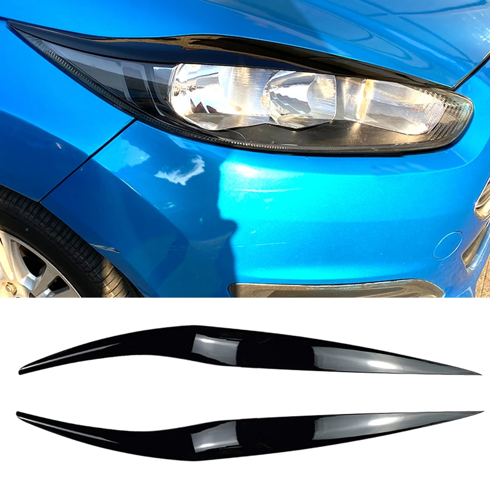 

2PCS Front Headlight Eyebrow Headlamp Trim Front Head Light Cover For Ford Fiesta MK6.5 2013 2014 2015 2016 2017