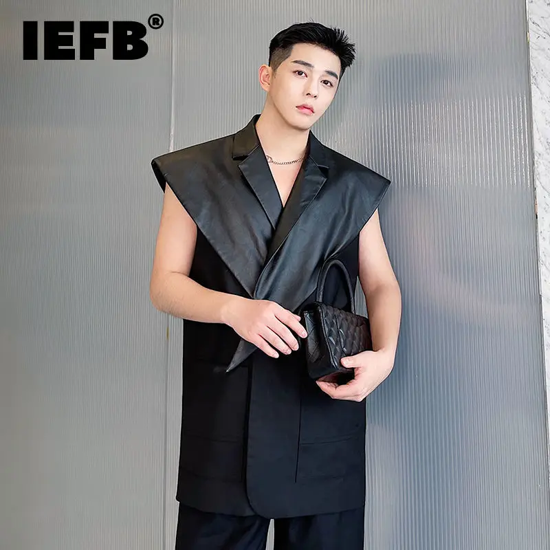 

Жилет IEFB Мужской со съемным воротником, комплект из двух предметов, безрукавка, топ оверсайз, на осень, 9Y9282, 2022