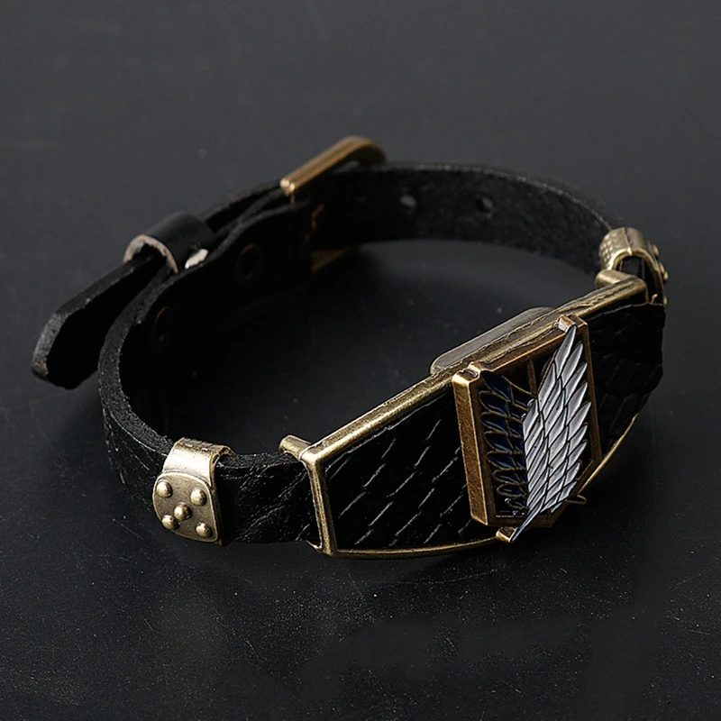 Браслет из искусственной кожи с аниме атака на кожу для мужчин |