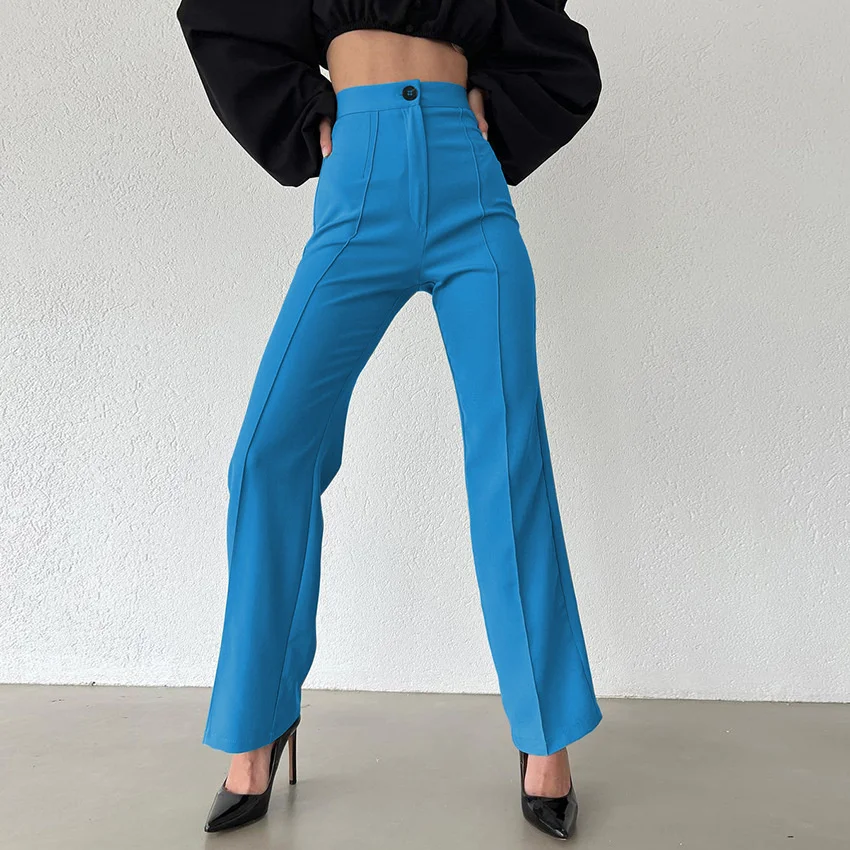 

2022 Y2k Spring And Summer Women New Style Casual And Cozy High Waist Solid Color Casual Straight Slim Pants