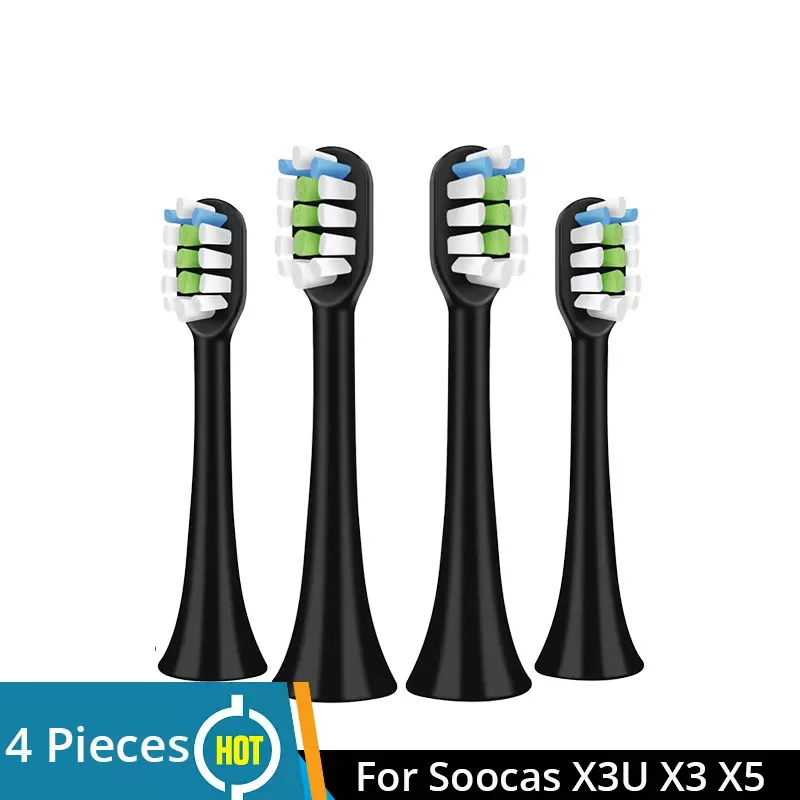 

Replacement Brush Heads for SOOCAS X3 X5 V1 X3U Soft Bristle 4 Pieces Electric Toothbrush Dupont Bristle Sealed Packed