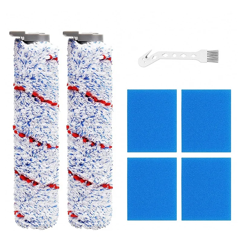 

2 Pack Replacement Brush Roller And 4 Pack Pre-Filter Foam For Tineco Ifloor Wet Dry Cordless Vacuum Cleaner