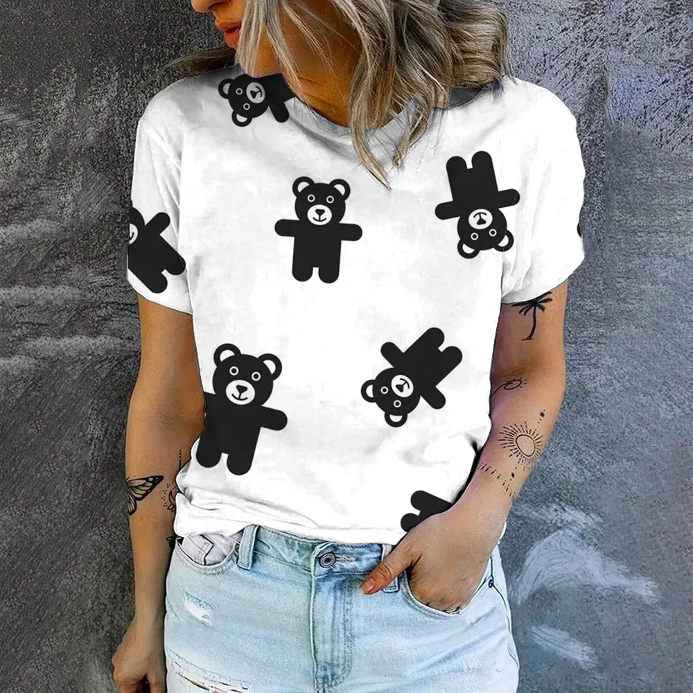 Футболка женская повседневная с коротким рукавом и круглым вырезом