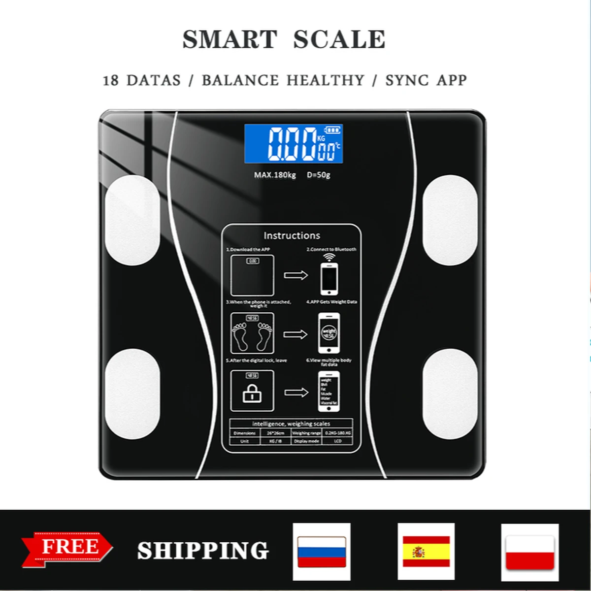 Электронные весы для ванной комнаты с Bluetooth BMI мониторинг здоровья цифровые