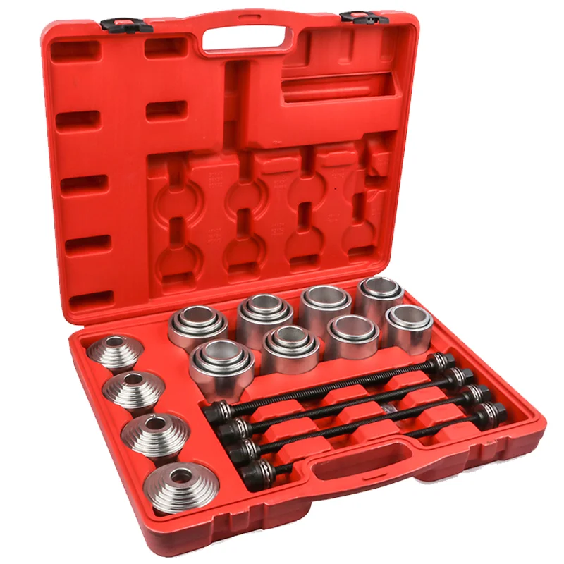 

28PC Set Aluminium Alloy Car Bushings Bearing Disassembly Tools Iron Sets Rubber Sleeve Extractor Chassis Press Pull Sleeve Kit.