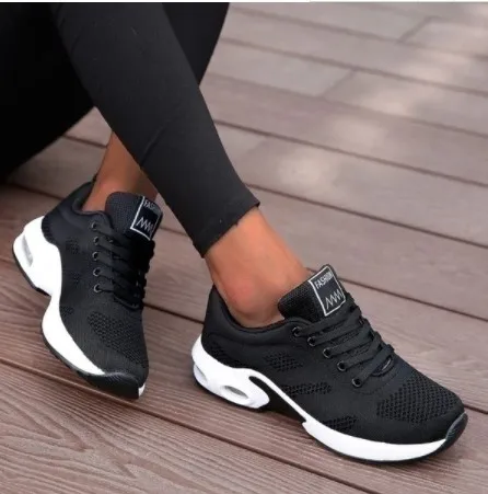 

Cross-Border Amazon AliExpress Large Size Dance Women's Shoes Flying Woven Air Cushion Hollowed Women's Shoes Sneakers Double Me