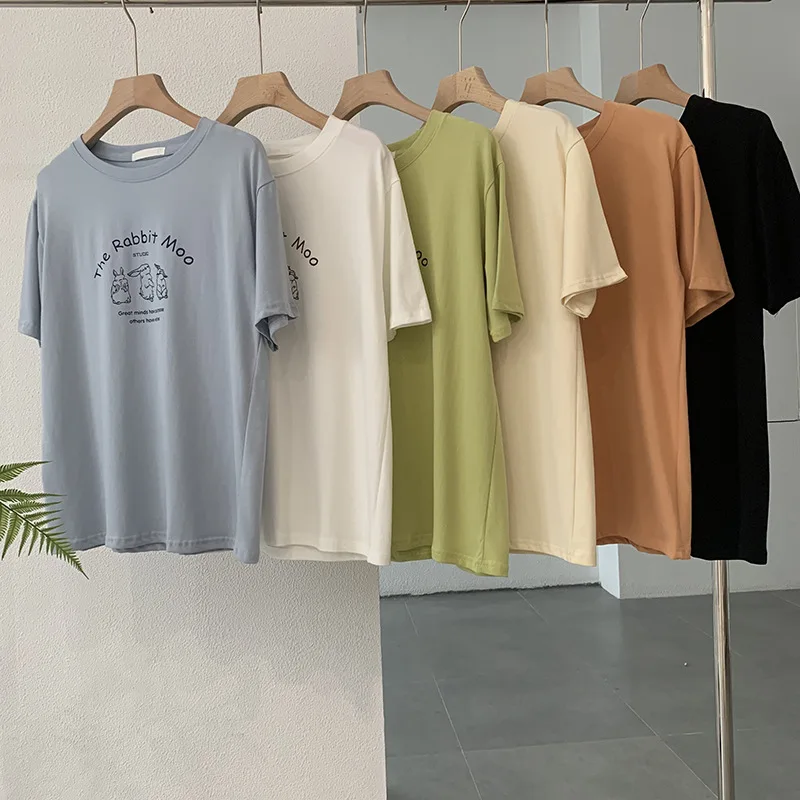 

Женская футболка, Новинка весна-лето 2023, женский свободный пуловер с круглым вырезом и принтом и короткими рукавами, женские топы