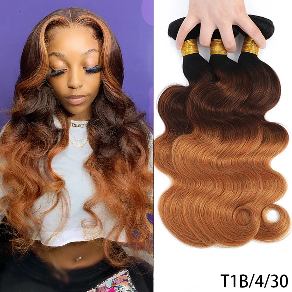 

DreamDiana 10A Ombre Malaysian Body Wave Human Hair 3 Bundles 3 Tone T1B/4/27 Blond Brown Weave Ombre Remy Hair Weft Extensions
