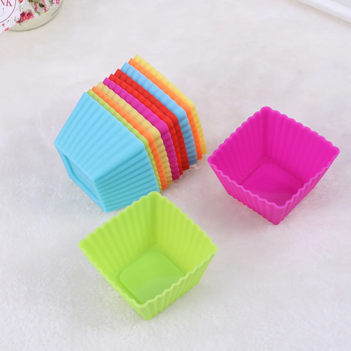 

Cups Baking Silicone Muffin Cupcake Liners Square Reusable Molds Rubber Cup Pans Kitchen Wrapper Stick Non Mold Cake Nonstick