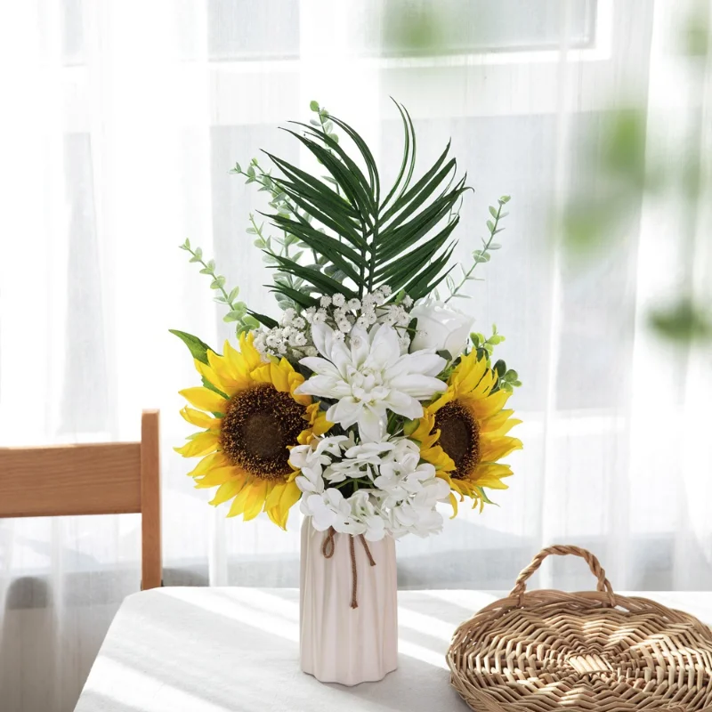 

Valentine Gift Ideas Artificial Plant Sunflower Hand Bouquet Flower Wedding Home Decoration Fake Flower Green Decoration Tools