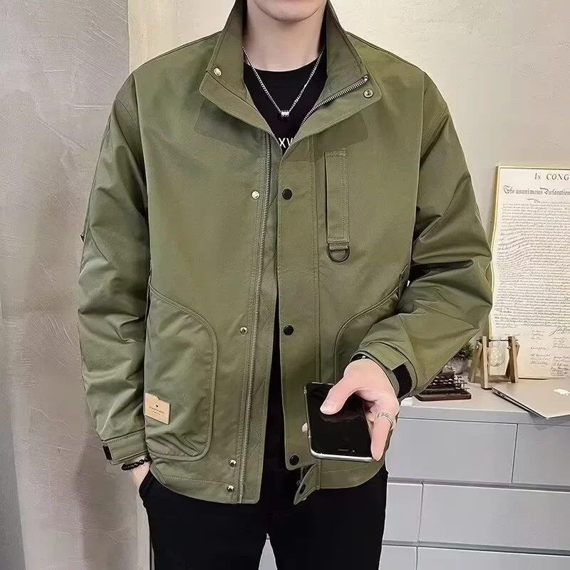 Модная мужская рабочая одежда куртка свободного кроя повседневный тканевый топ