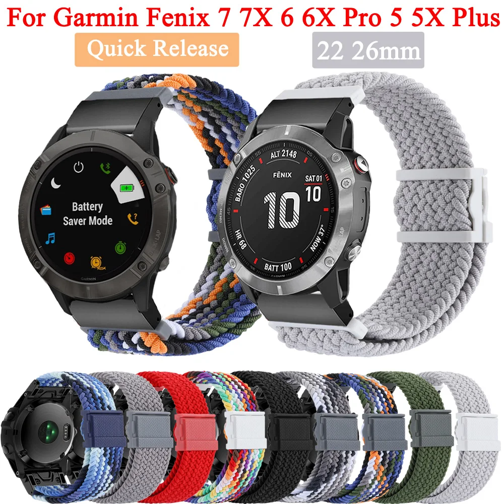 

Ремешок из нейлона для наручных часов Garmin Fenix 7 7X 6 6X Pro 5 5X Plus Аксессуары для смарт-часов Forerunner 955 945 935, 22 26 мм
