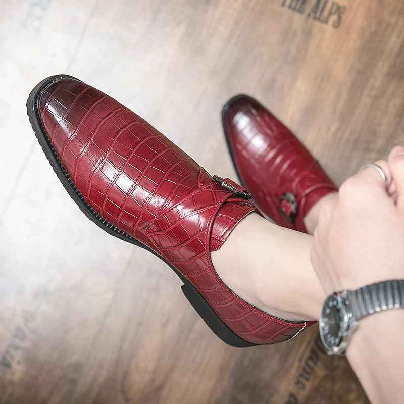 

Роскошные мужские деловые кожаные дизайнерские модные свадебные оксфорды без шнуровки с острым носком черные красные броги Лоферы классические туфли 48