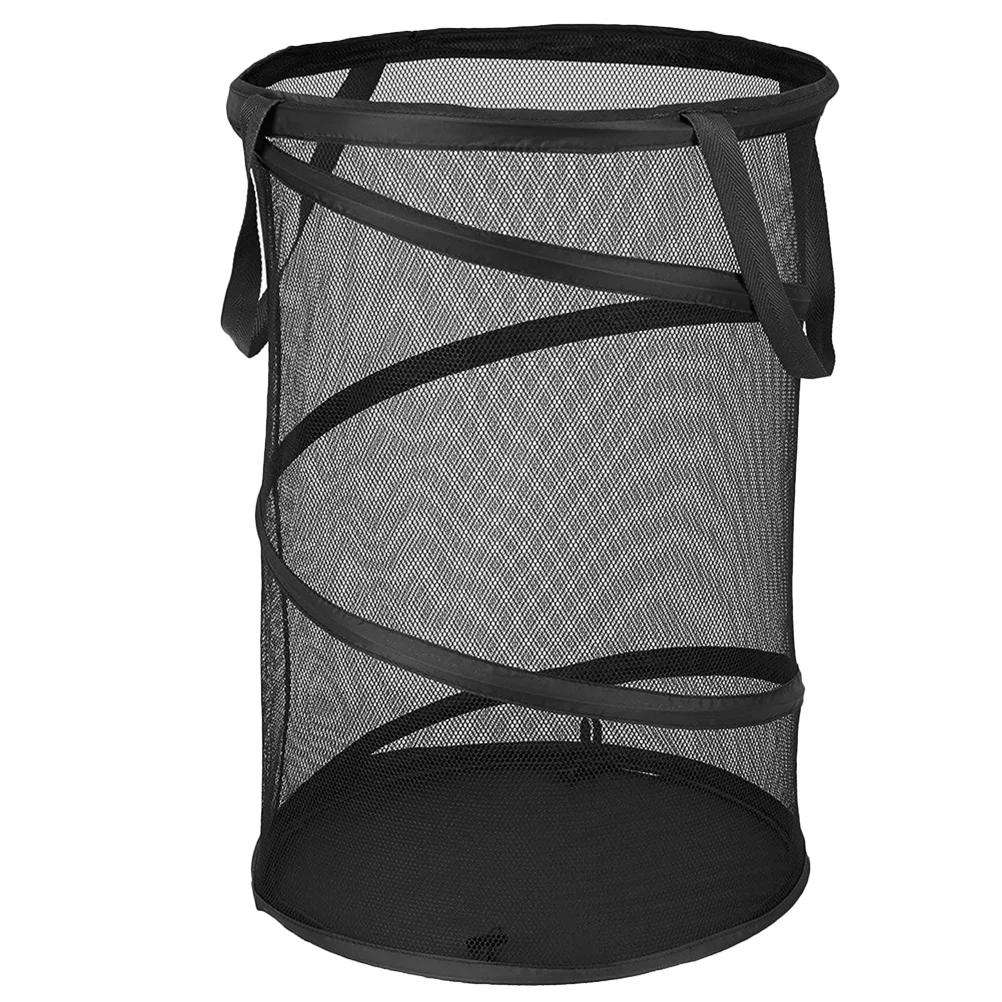 

Large Collapsible Double Handles Mesh Round Clothing Basket Laundry Hamper Foldable Basket Clothes Hamper