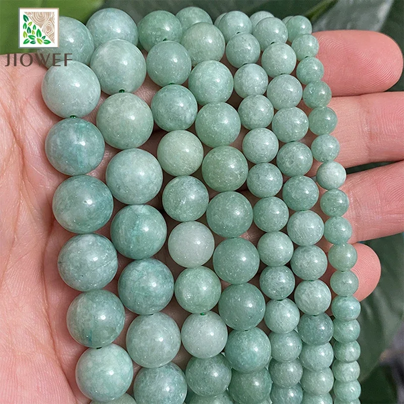 Круглые бусины из натурального камня гладкие серьги-гвоздики зеленой яшмы