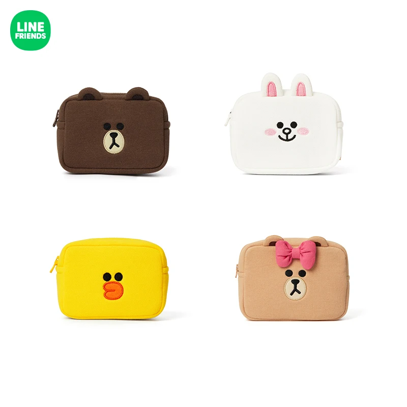 

Line Friends Brown Cony Cosmetic Bag Kawaii Girl Portable Jewelry Accessories Storage Tidy Mini Delicate Student Stationery Box