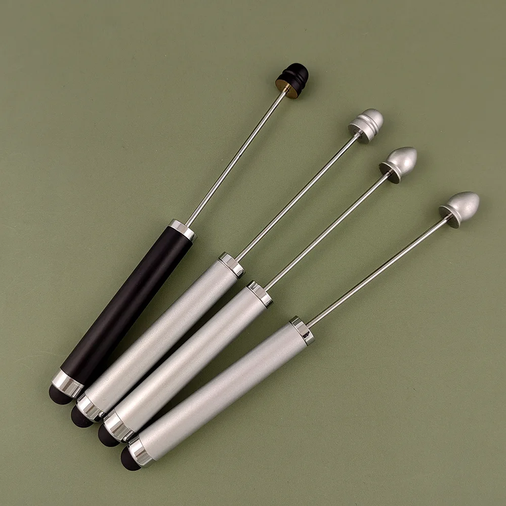 

10Pcs DIY Beaded Stylus Pens 3 In 1 Capacitor Ballpoint Pen DIY Bead Pen Metal Beaded School Office Writing Supplies Stationery