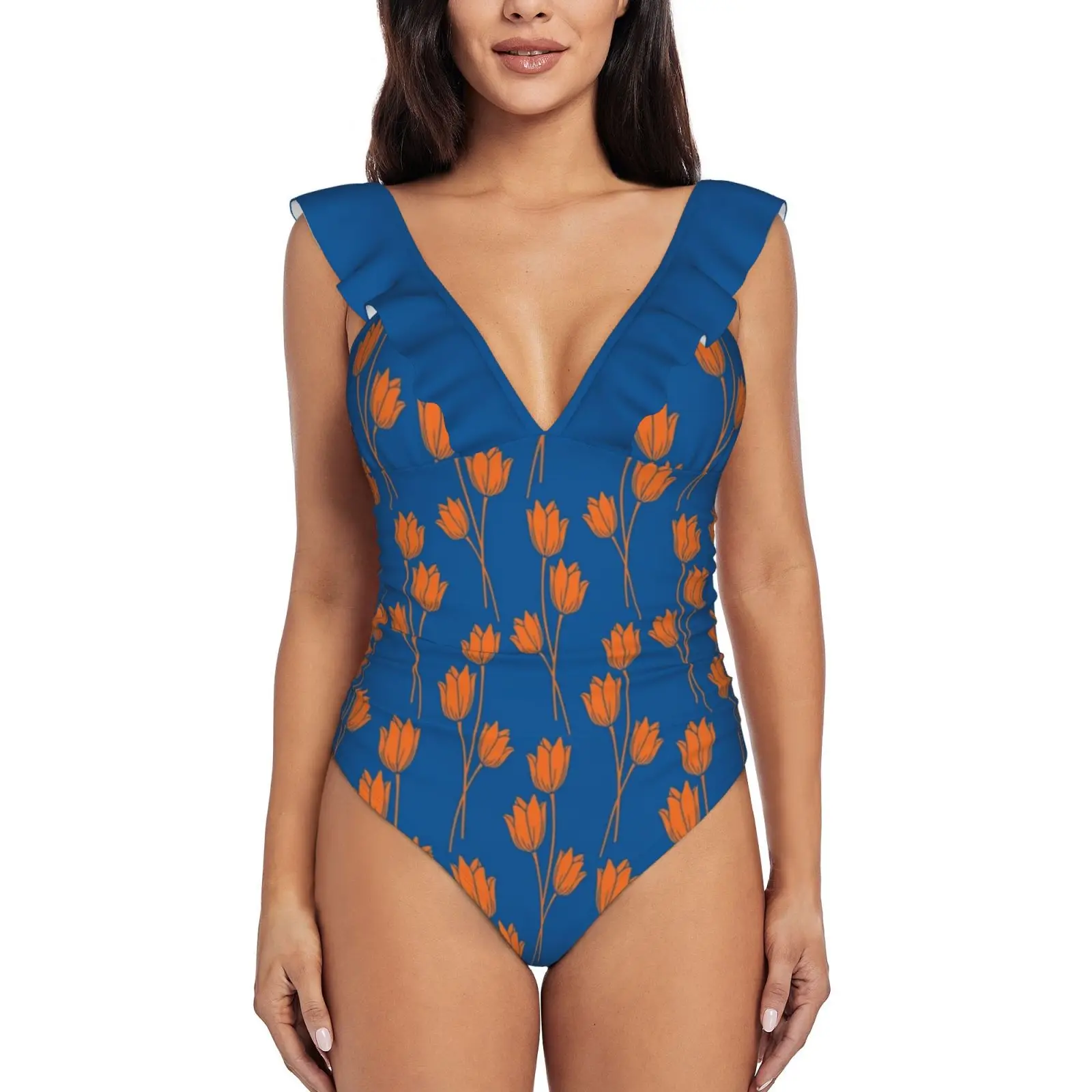 

Gainflorida esville-Тюльпан сексуальный купальник с принтом с оборками женский цельный купальник женский Монокини Купальный костюм Uf Chomp Swamp