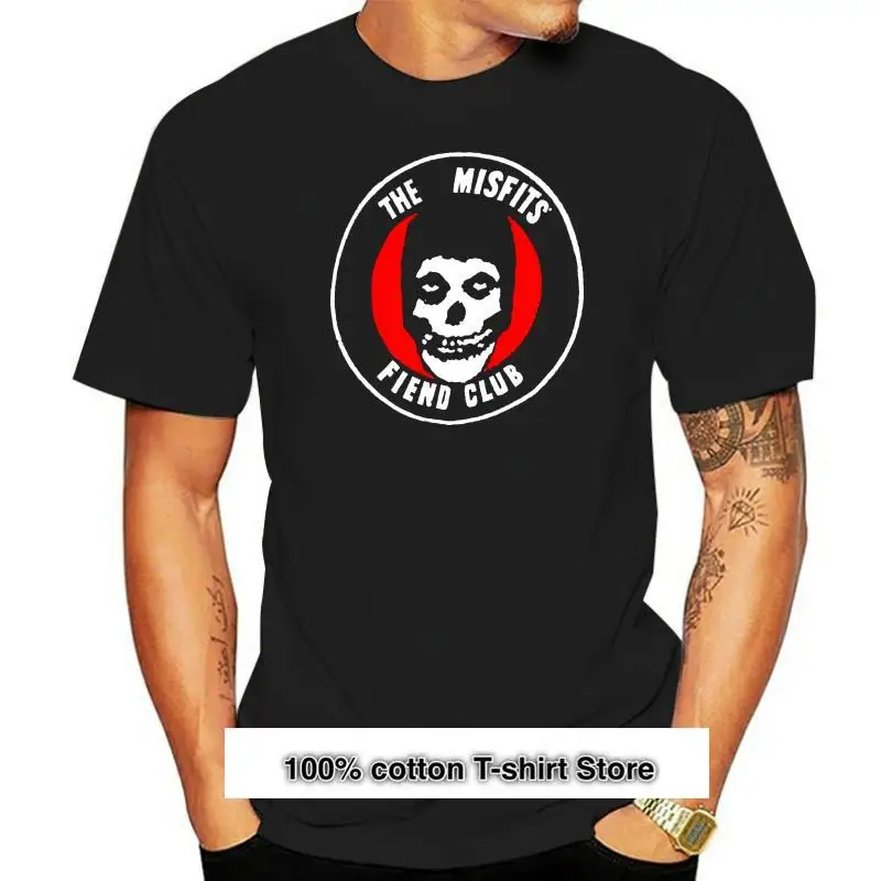 

Camiseta con estampado de The Misfits Fiend Club para hombre, camisa negra Vintage, nueva