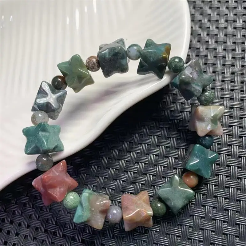 Натуральный океанская яшма браслет из бисера Меркаба модный Рейки драгоценный