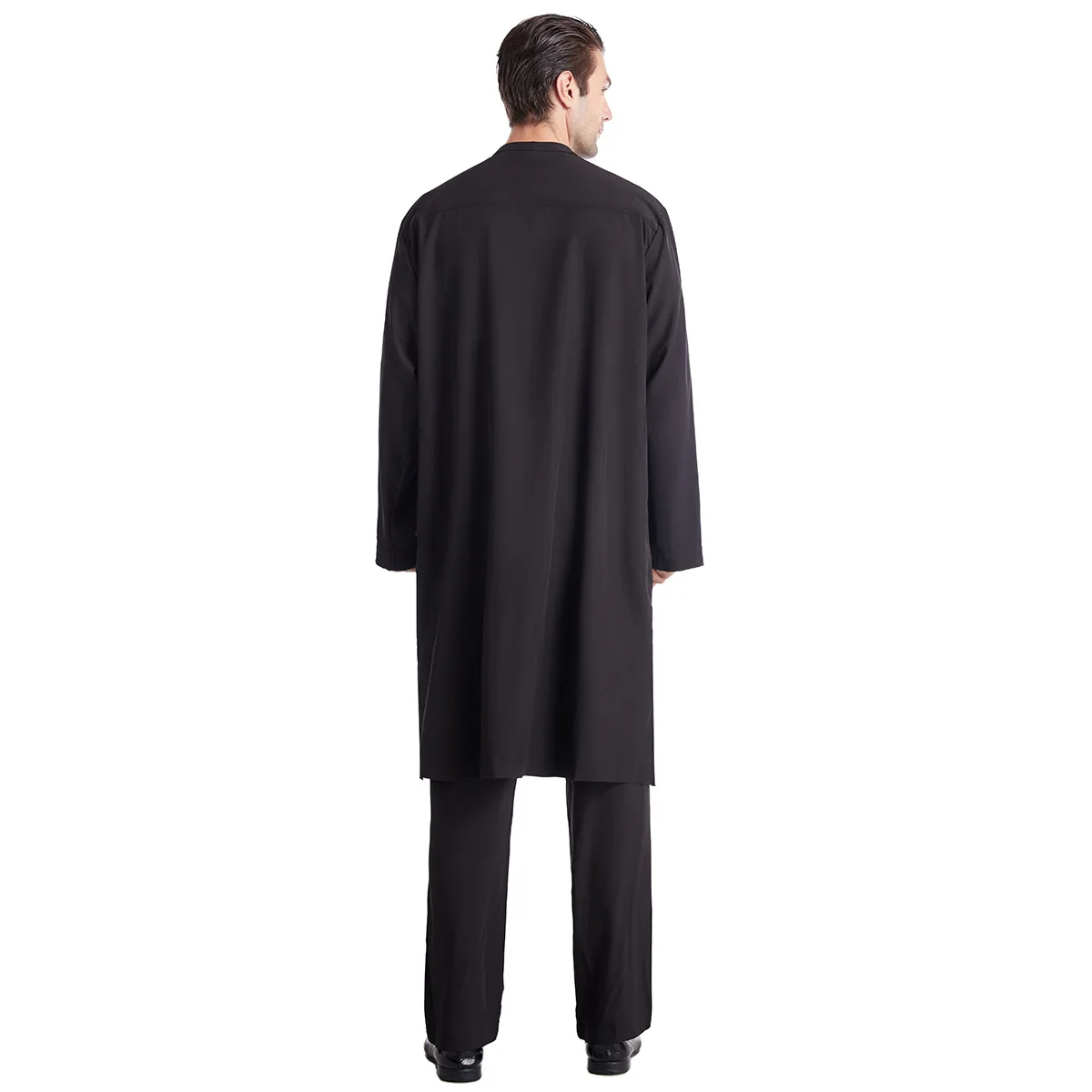 Популярный однотонный мусульманский костюм с воротником-стойкой мужская одежда