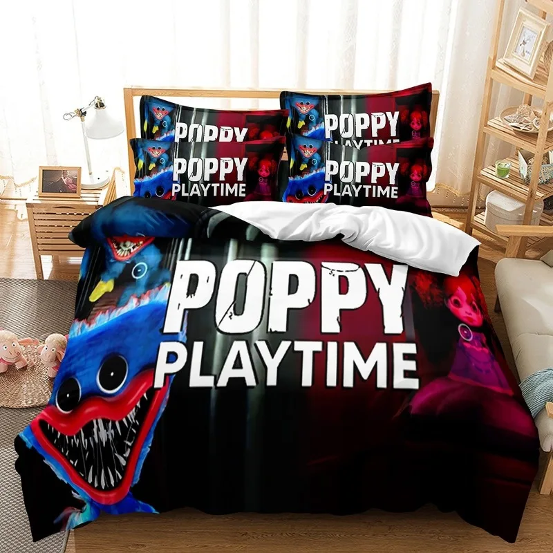Фото Комплект постельного белья Poppy Playtime: пододеяльник, одеяло, наволочки. Размеры: Twin, Queen, King, Single. Домашний текстиль. №1
