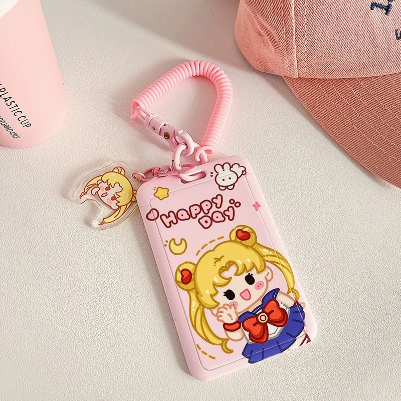 Фото Kawaii Сейлор Мун брелок чехол мультяшный раздвижной держатель студенческая еда карта автобусная карта женская ID-карта держатель для кредитных карт №1